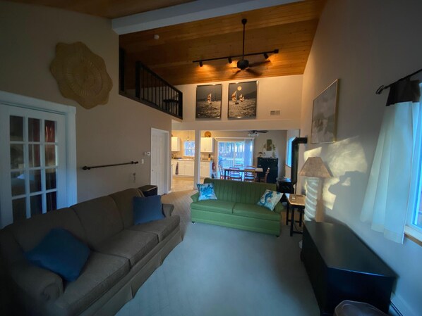 TV, fireplace, DVD player, video library