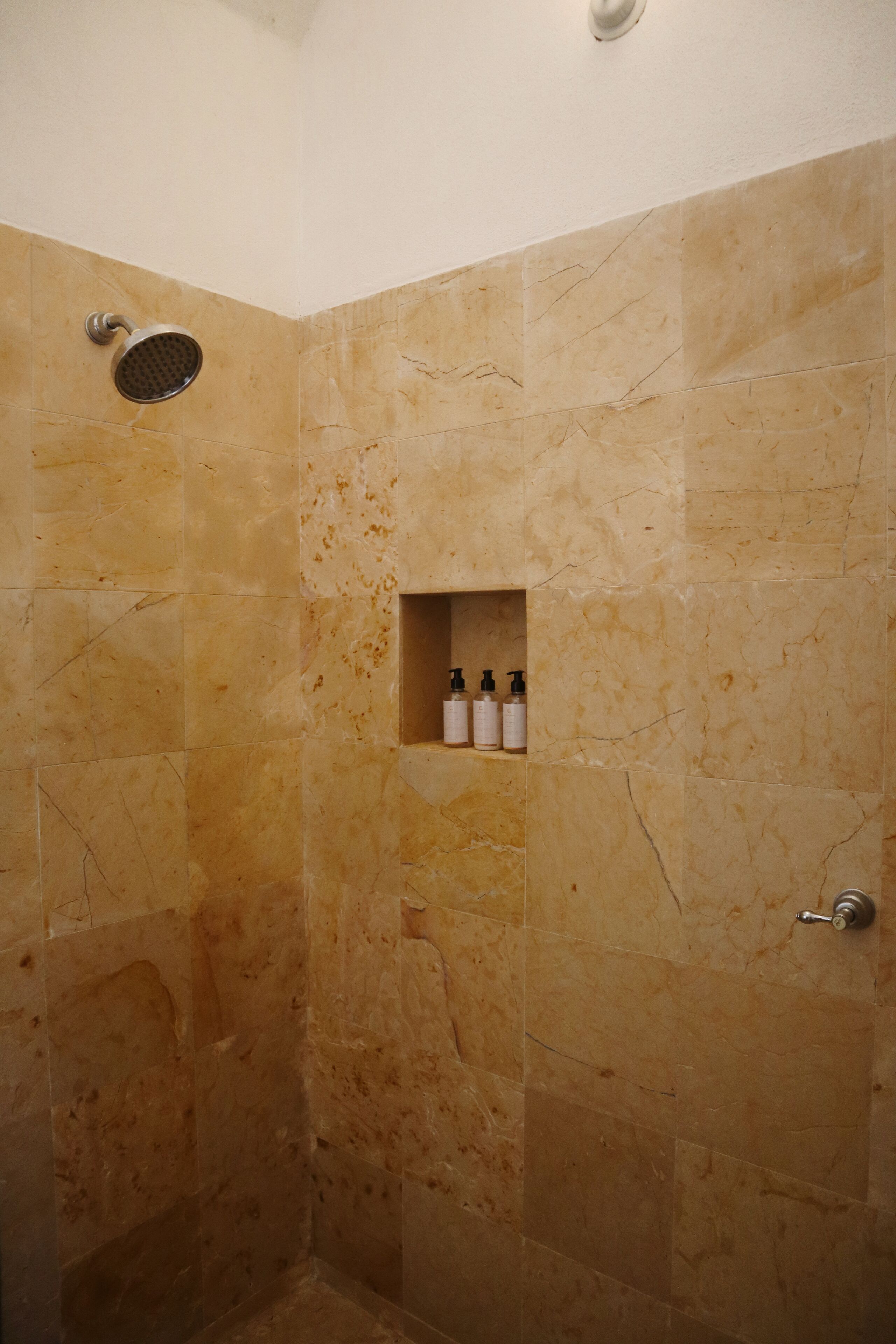 honeymoon room | bathroom | shower, hair dryer, towels
