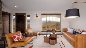 TV connectée, cheminée, livres