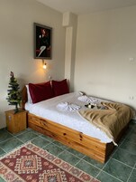 Individually furnished, desk, laptop workspace, iron/ironing board