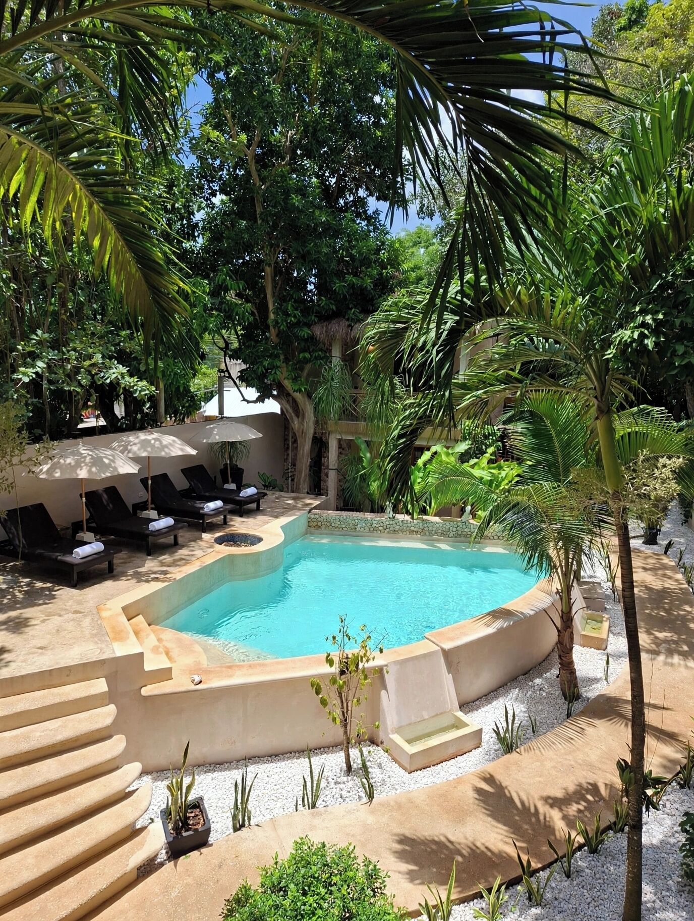 Outdoor pool, pool loungers