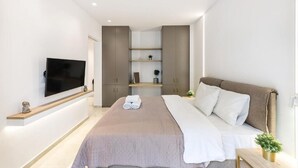 Căn hộ Deluxe | 1 phòng ngủ, bộ trải giường bằng vải cotton Ai Cập 
