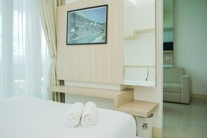 1 bedroom, bed sheets - Comfy and Nice 1BR at Tree Park City BSD Apartment (South Tangerang)