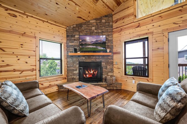 Smart TV, fireplace, video games