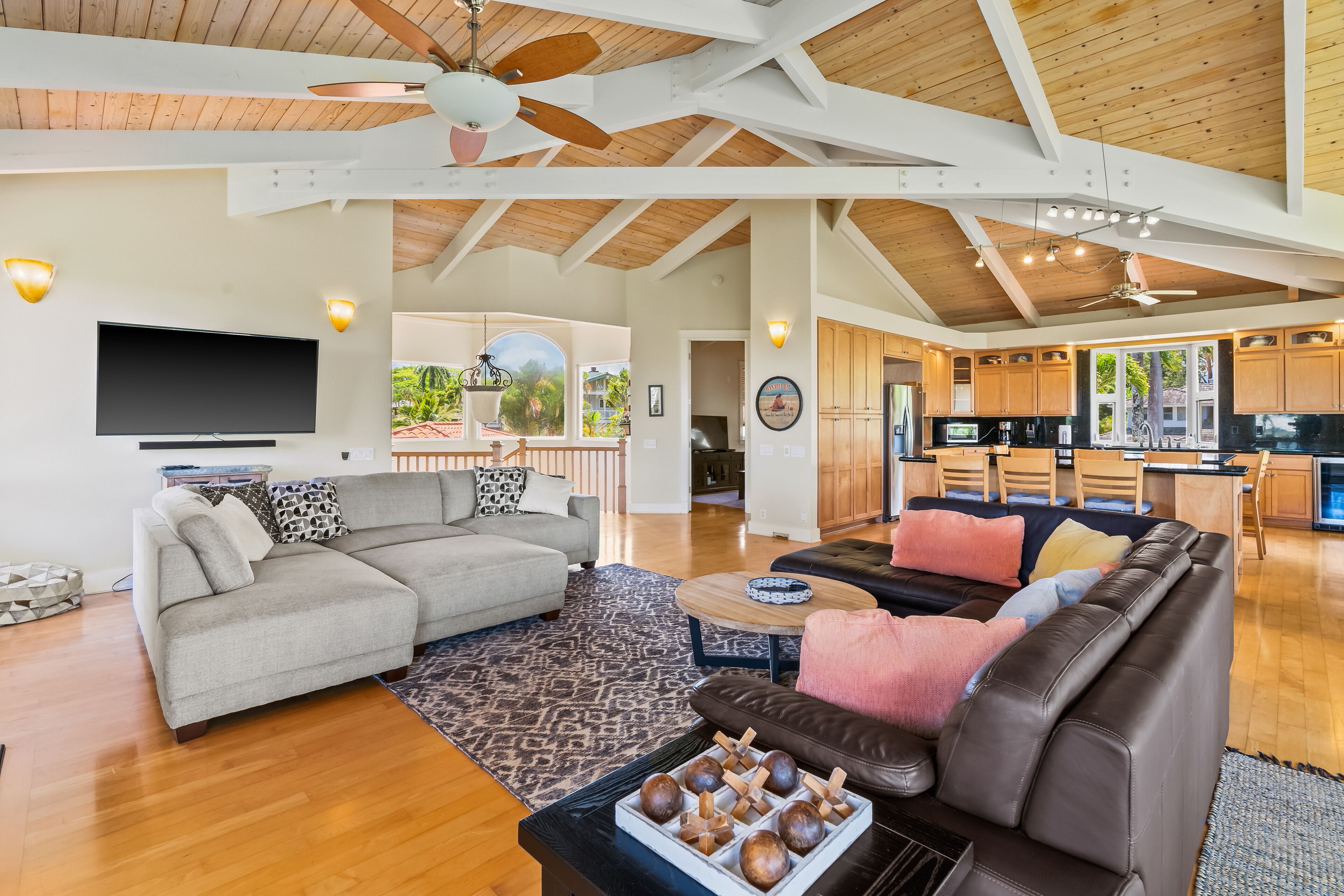 Smart TV, fireplace, DVD player, books