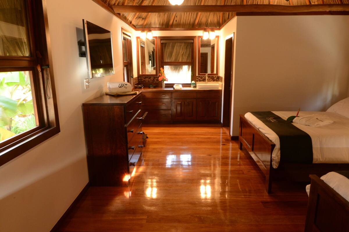 standard double room, 2 double beds, ocean view | 1 bedroom, in-room safe, desk, laptop workspace