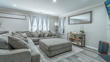 Smart TV, fireplace, stereo, printers