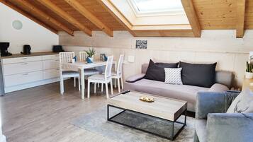 TV connectée, cheminée, livres