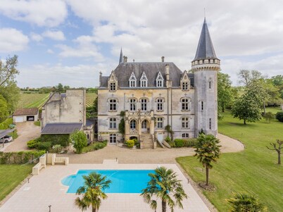 Fairytale Chateau with pool surrounded by vineyard and parc