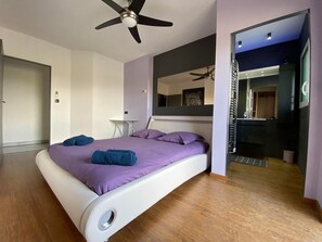 3 bedrooms, desk, iron/ironing board, travel cot