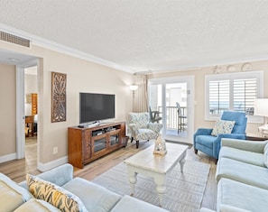 TV, DVD player, video library