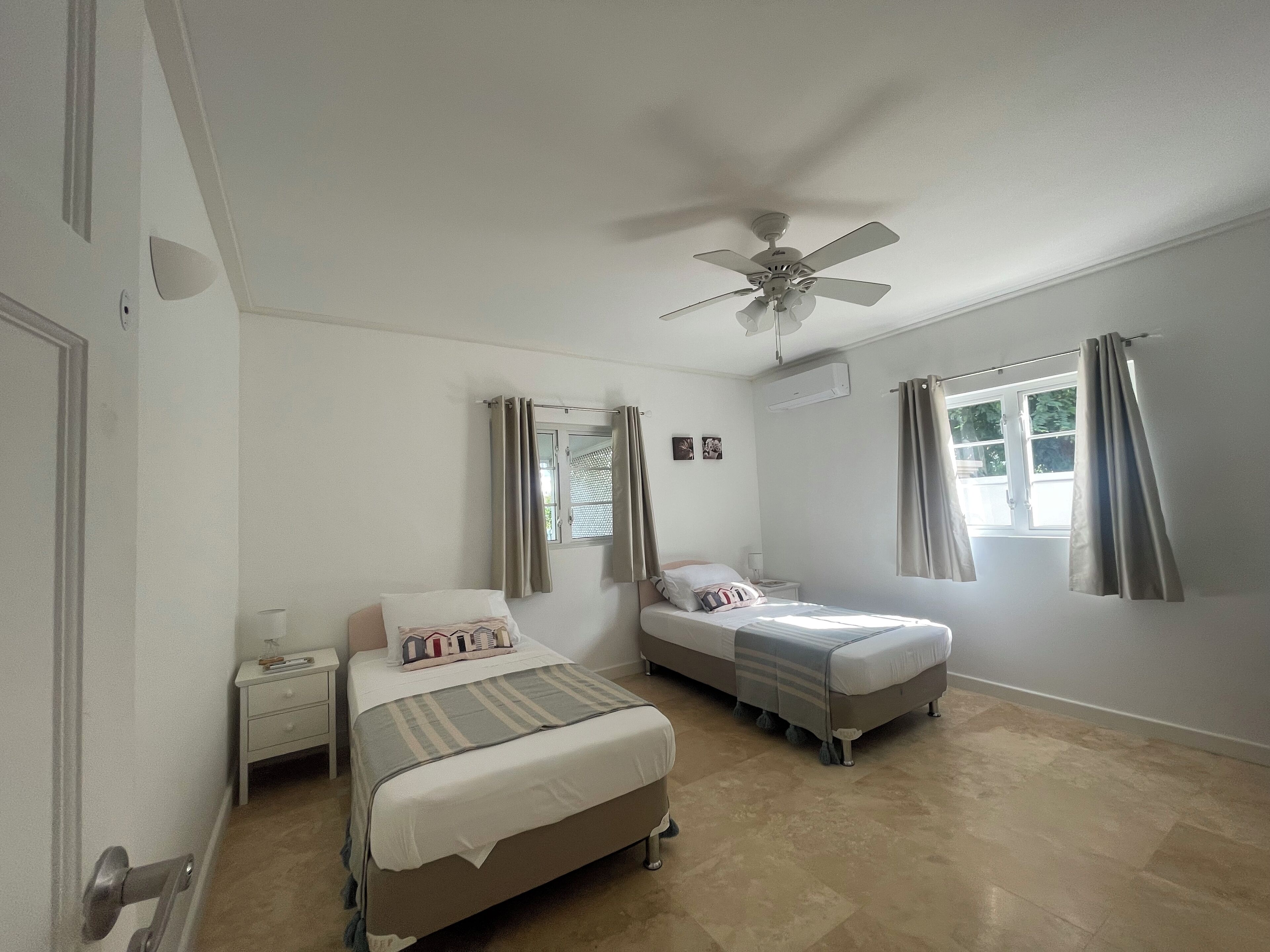 2 bedrooms, in-room safe, iron/ironing board, travel cot