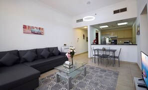 Standard Apartment, 1 Bedroom, Pool Access | Living area - European Building (Dubai)