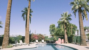 A swimming pool with lounge chairs and palm trees. - Egyptian Motor Hotel, Bw Signature Collection (Phoenix)