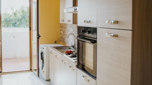 A modern kitchen with wooden cabinets, a built-in oven, and a sink. - Remarkable 4-bed Apartment in Joppolo (Joppolo)