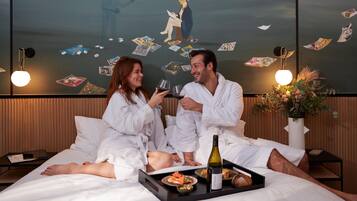 Premium bedding, pillowtop beds, in-room safe, blackout drapes