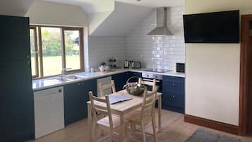 Fridge, microwave, oven, dishwasher