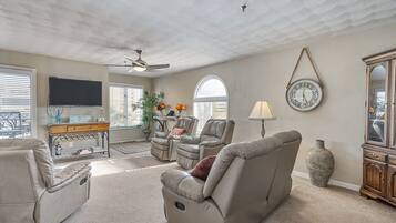 Smart TV, DVD player, books, video library