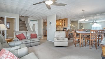 Smart TV, DVD player, books, video library