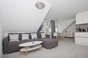 TV - With sea view, use of swimming pool and sauna - Haus Inselwind FeWo MEERstrand - (Gager)