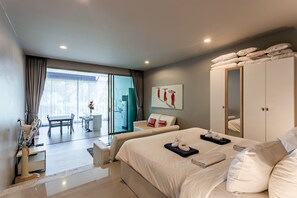 Appartement Confort, 1 grand lit, accès piscine | Coffres-forts dans les chambres, décoration personnalisée