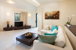 Smart TV, fireplace, stereo