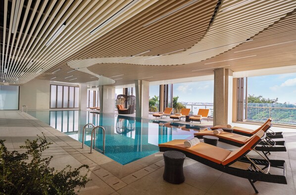 2 indoor pools, open 6:00 AM to 9:00 PM, pool umbrellas, pool loungers