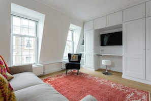 Apartment (2 Bedrooms) | Living area | TV - Edge Street IV by Onefinestay (London)
