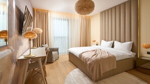 Apartemen Senior, 2 kamar tidur | 2 kamar tidur, ruang kerja ramah laptop, dan setrika/meja setrika