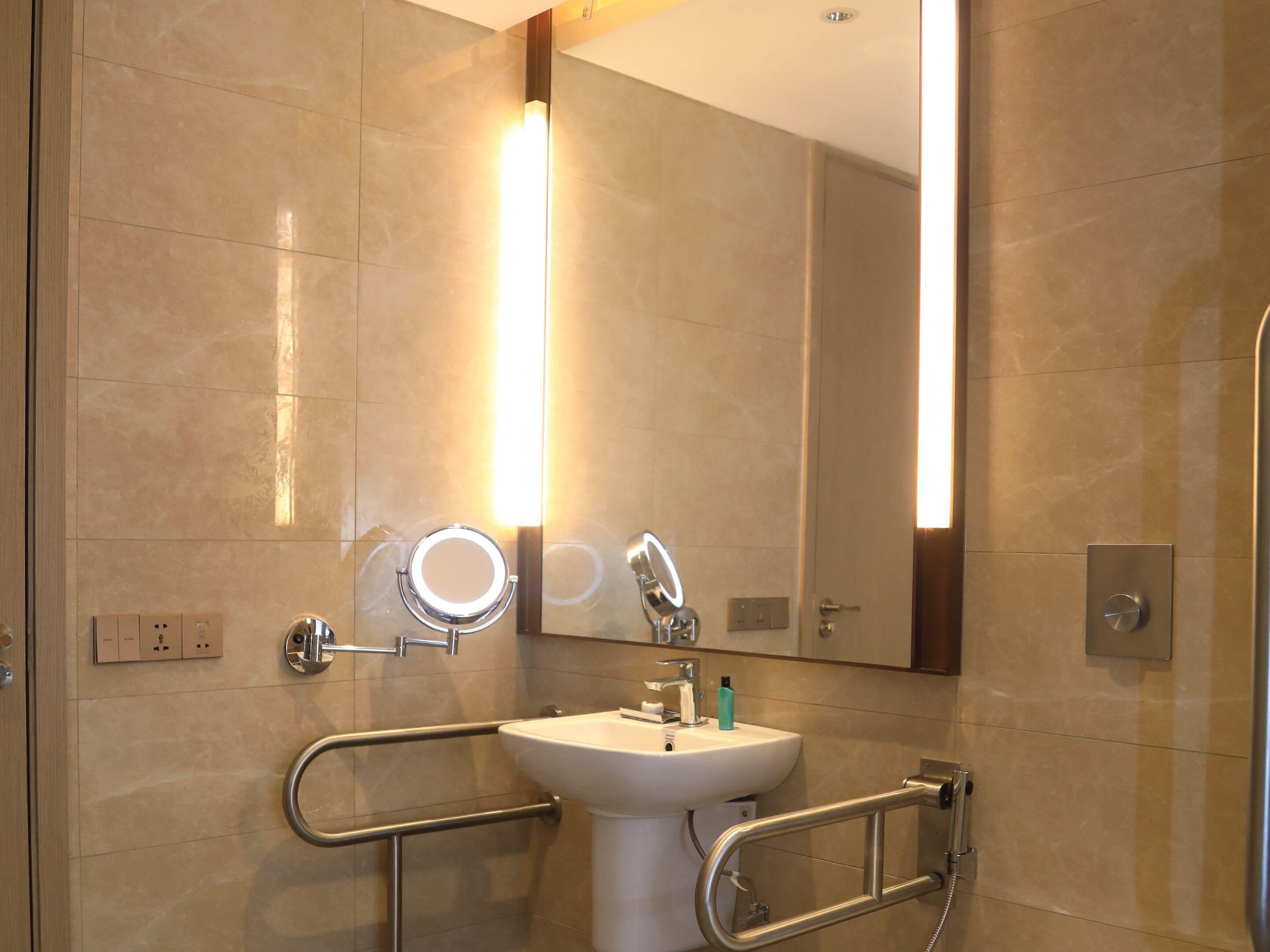 bathrobes, slippers, towels, soap