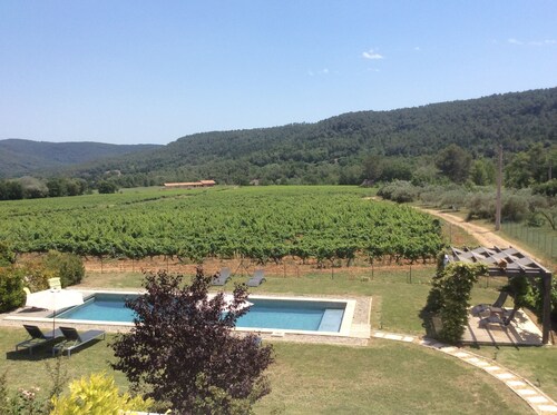 Villa with heated pool and stunning views in Salernes, Provence near Cotignac 