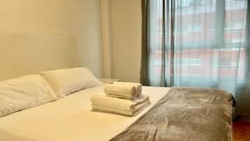 1 bedroom, premium bedding, down duvets, soundproofing