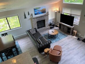 TV, fireplace, video games, offices