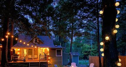 Boutique Cabin w/ Lake Access, Canoe, SUPs, Inner Tubes, BBQ, Fire Pit, Fireplace—Renovated & Chic