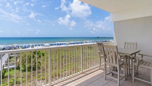 A balcony with a view of the beach and ocean. - Destin West Gulfside 301 ~ True Beachfront Luxury ~ Beautiful Views! (Fort Walton Beach)