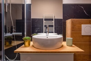 Hair dryer, towels, toilet paper