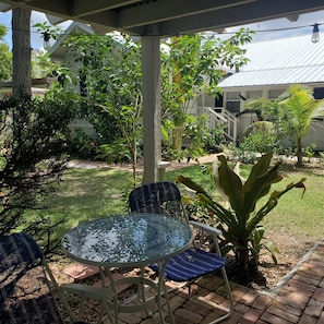 Your private patio with view of back yard