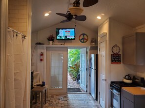 High vaulted ceilings and french doors