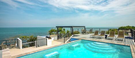 Outdoor pool, sun loungers