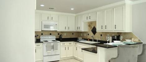 Fridge, microwave, oven, dishwasher