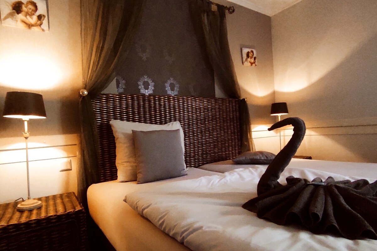 Hypo-allergenic bedding available, desk, laptop workspace, WiFi (free)