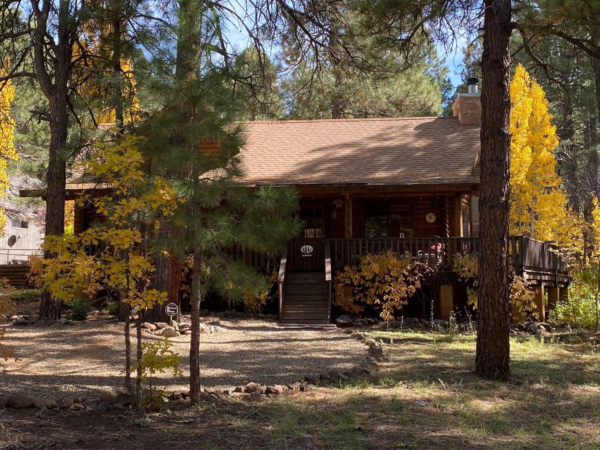 A true log cabin in the woods.