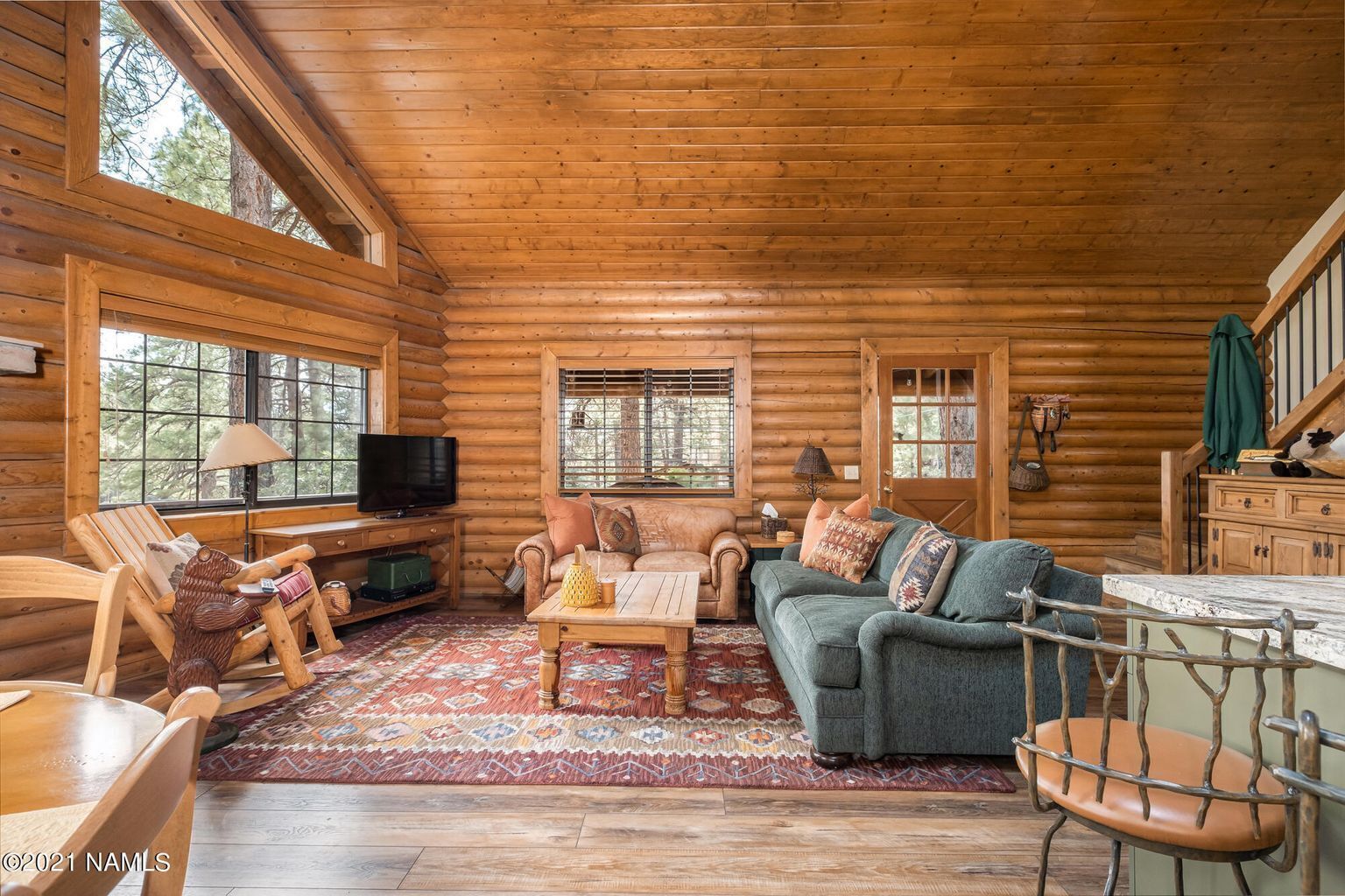 43" TV  and DVD player with DVDs, Netflix, and Amazon. 