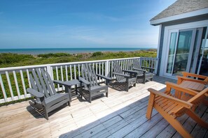 Terrace/patio - OCEANFRONT, Theater, Rec Room, Ocean Views, Pool! OL76, Corollabunga (Corolla)