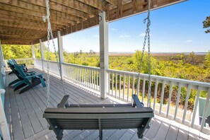 Terrace/patio - Soundfront, ELEV, Private Pool, Pool Table, Water Views, VOH1, Soundly Sea-Cluded (Corolla)