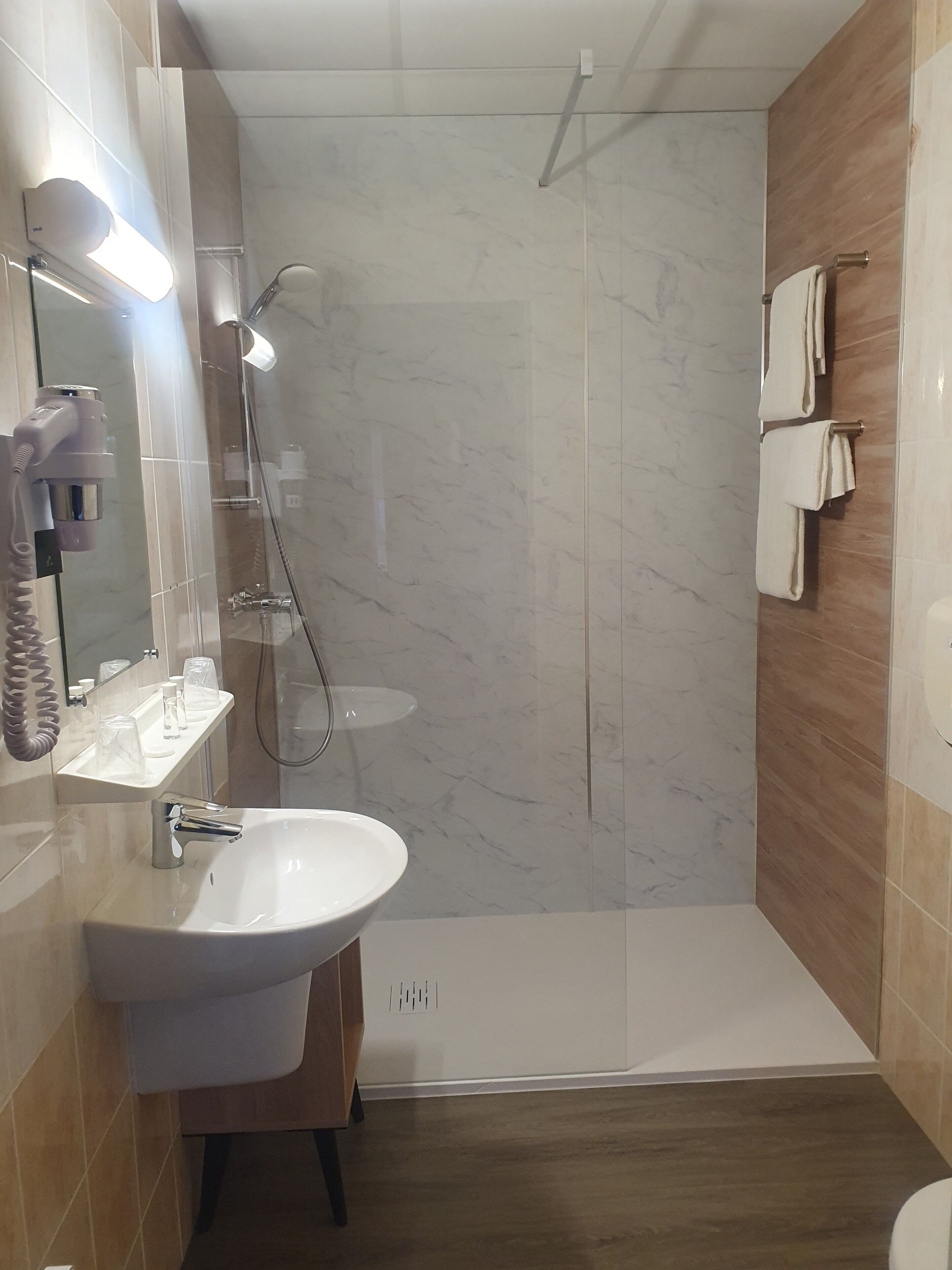 free toiletries, hair dryer, towels, soap