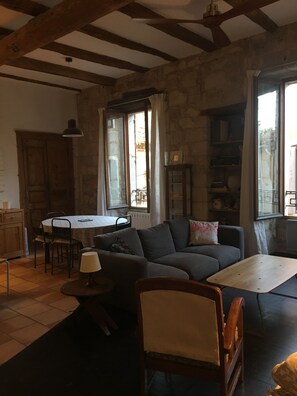 TV, fireplace, DVD player, books - In a historic 12th-century building (Montfrin)
