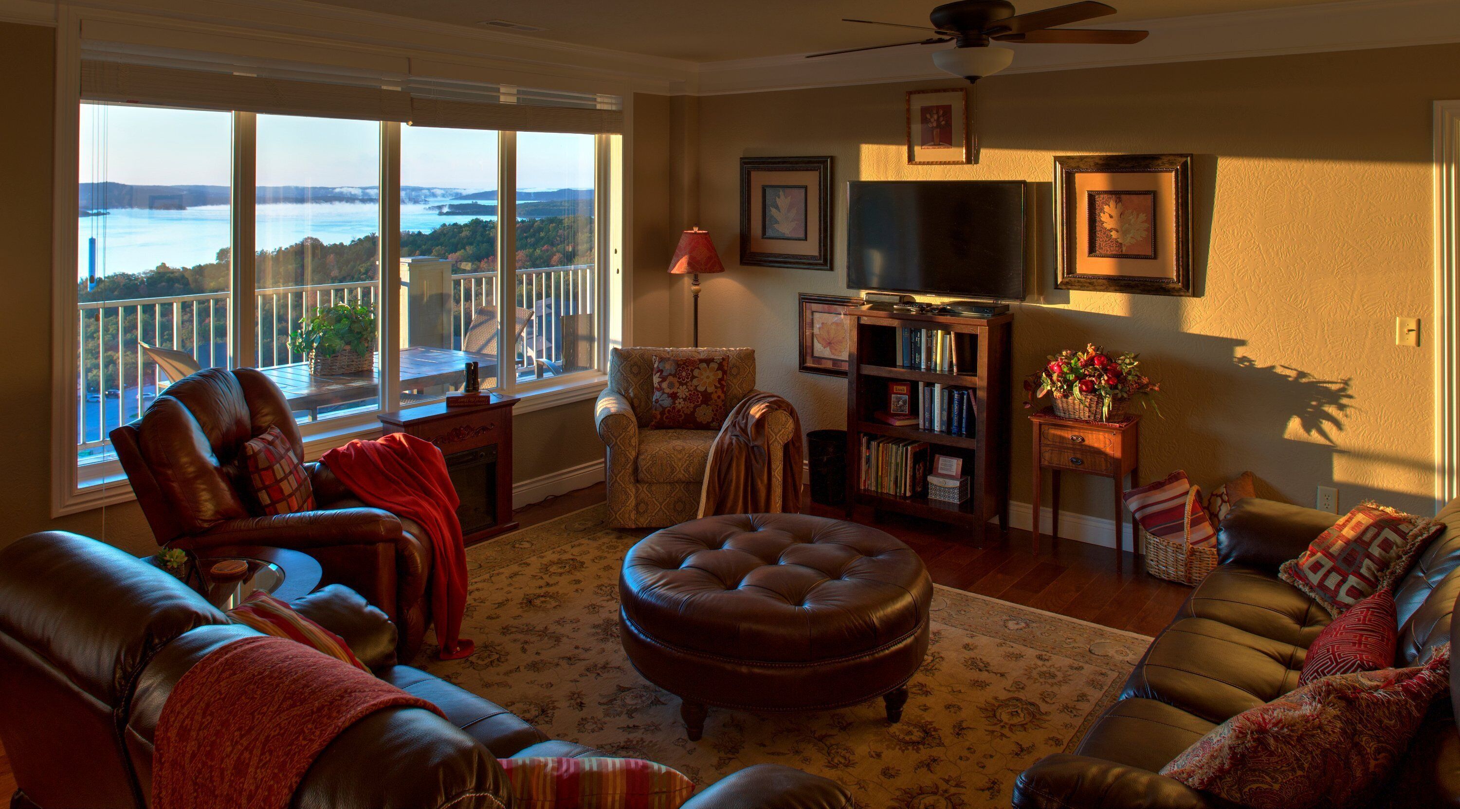 TV, lareira, DVD player