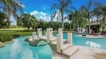 Outdoor pool, pool loungers