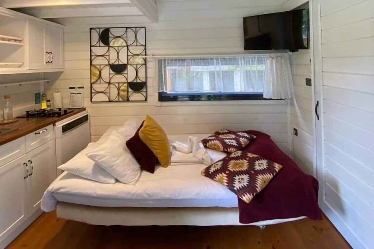 Casa móvil Confort | 1 dormitorio, decoración individual, mobiliario individual y escritorio